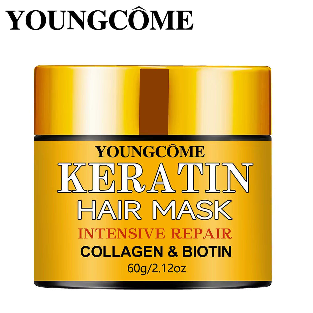 Biotin Collagen Keratin Hair Mask for Dry Damaged Hair, Deep Repair Conditioning Treatment with Nourishing Essential Oils